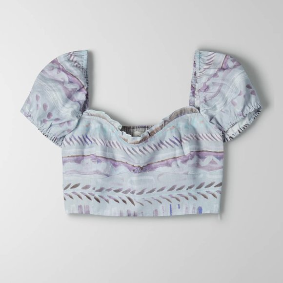 Aritzia Wilfred Wander Linen Puff-Sleeve Blouse Medium - Picture 2 of 12